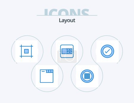 Téléchargez les illustrations : Layout Blue Icon Pack 5 Icon Design. . ux. page. ui. wireframe - en licence libre de droit