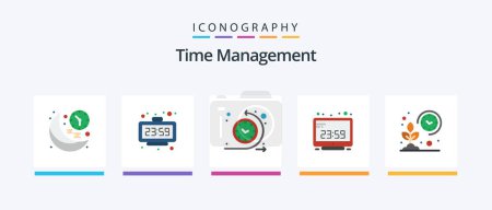 Illustration for Time Management Flat 5 Icon Pack Including computer time. computer. time. clock. routine. Creative Icons Design - Royalty Free Image