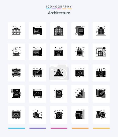 Ilustración de Creative Architecture 25 Glyph Solid Black paquete de iconos, como el marco. archivo. Recurso. arquitectura empresarial. entregable - Imagen libre de derechos