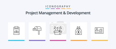 Illustration for Project Management And Development Line 5 Icon Pack Including gravel. vintage. release. auction . modern. Creative Icons Design - Royalty Free Image