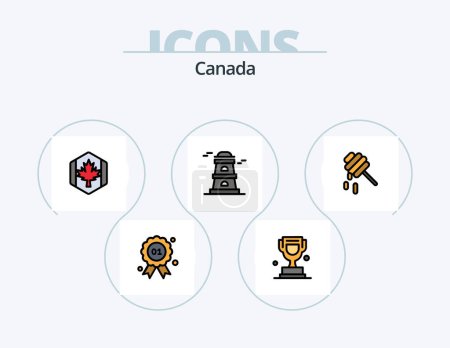 Ilustración de Canada Line Filled Icon Pack 5 Icon Design (en inglés). semillas. bosque. otoño. Cariño. abeja - Imagen libre de derechos