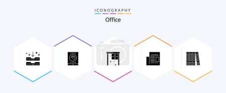 Illustration for Office 25 Glyph icon pack including folder. read. desk. office. article - Royalty Free Image