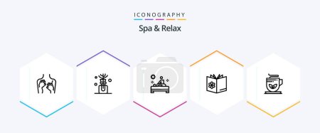 Téléchargez les illustrations : Spa And Relax 25 Line icon pack including bowl . oil . therapy. spa - en licence libre de droit