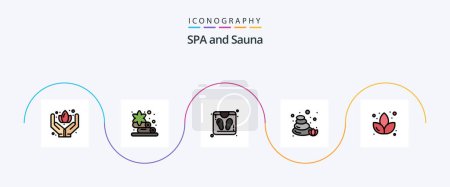 Illustration for Sauna Line Filled Flat 5 Icon Pack Including . sauna. sauna. lotus - Royalty Free Image