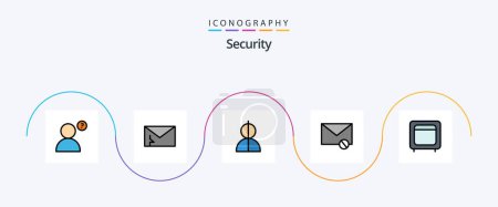 Téléchargez les illustrations : Security Line Filled Flat 5 Icon Pack Including bank. sms. impostor. message. envelope - en licence libre de droit