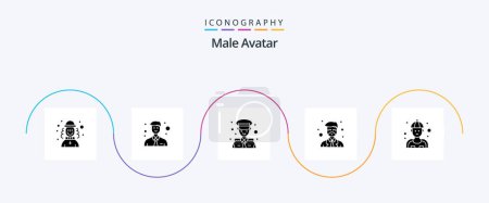 Illustration for Male Avatar Glyph 5 Icon Pack Including plumber. man. avatar. teacher. master - Royalty Free Image