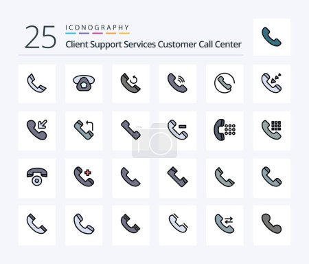 Ilustración de Call 25 Line Filled icon pack including call. call. call. answer. communication - Imagen libre de derechos