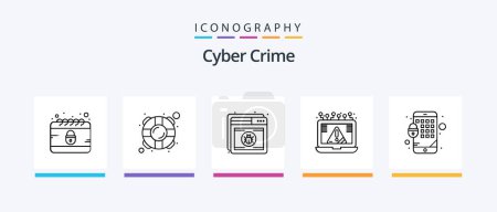 Ilustración de Cyber Crime Line 5 Icon Pack Incluyendo crédito. alerta. internet. Diseño de iconos creativos - Imagen libre de derechos