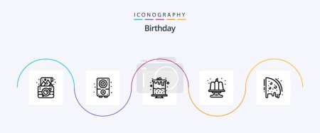 Téléchargez les illustrations : Birthday Line 5 Icon Pack Including pizza. party. sound. food. birthday - en licence libre de droit