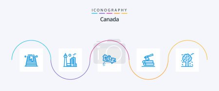 Téléchargez les illustrations : Pack de 5 icônes bleu Canada incluant l'Arctique. du bois. toronto. bois. hache - en licence libre de droit