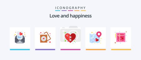 Illustration for Love Flat 5 Icon Pack Including invite. wedding. heal. strategy. love. Creative Icons Design - Royalty Free Image