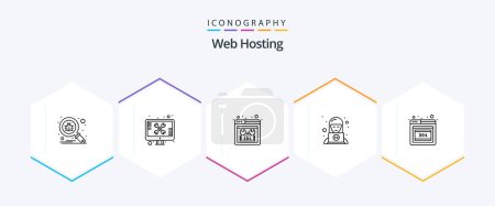 Illustration for Web Hosting 25 Line icon pack including browser. technical. tools. support. repair - Royalty Free Image