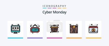 Illustration for Cyber Monday Line Filled 5 Icon Pack Including discount. limited. sale. discount. cyber monday sale. Creative Icons Design - Royalty Free Image