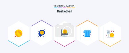 Illustration for Basketball 25 Flat icon pack including basketball. sports wear. nba. sports shirt. sport - Royalty Free Image