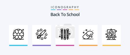 Téléchargez les illustrations : Back To School Line 5 Icon Pack Including morning. sun. study. school. education. Creative Icons Design - en licence libre de droit