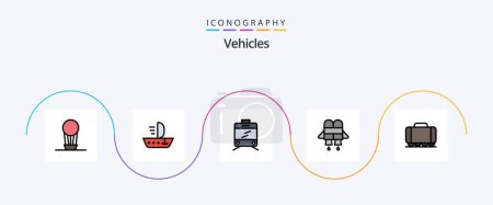 Ilustración de Vehicles Line Filled Flat 5 Icon Pack Including . transport. tank - Imagen libre de derechos
