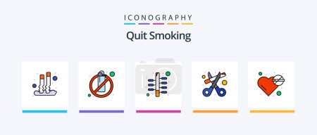 Téléchargez les illustrations : Quit Smoking Line Filled 5 Icon Pack Including book guide. no smoking. not allowed. cigarette. smoking. Creative Icons Design - en licence libre de droit