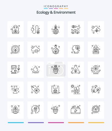 Téléchargez les illustrations : Creative Ecology And Environment 25 OutLine icon pack  Such As nature. transport. green. plug. concept - en licence libre de droit