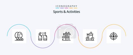 Ilustración de Deportes y Actividades Línea 5 Icon Pack Incluyendo coche de golf. Carro. gas. recreación. direcciones - Imagen libre de derechos