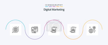 Illustration for Digital Marketing Line 5 Icon Pack Including location. file. clipboard. document. archive - Royalty Free Image