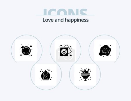 Téléchargez les illustrations : Love Glyph Icon Pack 5 Icon Design. heart. easter. ring. decorative. party - en licence libre de droit