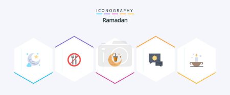Illustration for Ramadan 25 Flat icon pack including . islam. festival. antique. speech - Royalty Free Image