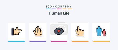 Ilustración de Human Line Filled 5 Icon Pack Including . hand. man. fingers. thumbs down. Creative Icons Design - Imagen libre de derechos