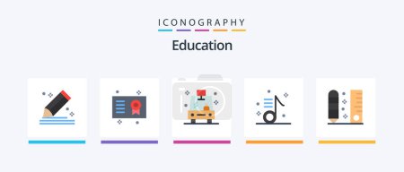 Illustration for Education Flat 5 Icon Pack Including note. music. degree. audio. vehicle. Creative Icons Design - Royalty Free Image