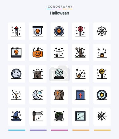 Illustration for Creative Halloween 25 Line FIlled icon pack  Such As web icon. halloween. dollar. sweet icon. halloween - Royalty Free Image