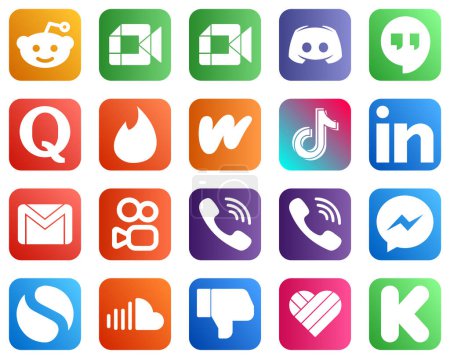Illustration for 20 Minimalist Social Media Icons such as china. douyin. google hangouts. tiktok and wattpad icons. Unique and high definition - Royalty Free Image