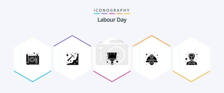 Téléchargez les photos : Labour Day 25 Glyph icon pack including worker hat. protection. pick. construction. tool - en image libre de droit