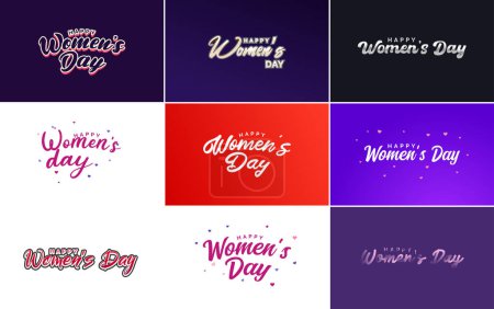 Ilustración de Set of cards with an International Women's Day logo - Imagen libre de derechos