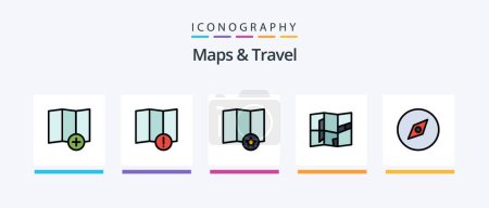 Ilustración de Maps and Travel Line Filled 5 Icon Pack Including . road.. Creative Icons Design - Imagen libre de derechos