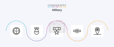 Illustration for Military Line 5 Icon Pack Including military. star. medal. rank. insignia - Royalty Free Image