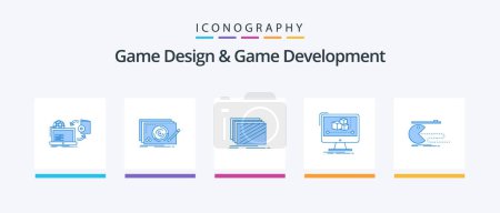 Téléchargez les photos : Game Design et développement de jeu Blue 5 Icon Pack Y compris l'éditeur. animation. Complet. textures. la disposition. Icônes créatives Design - en image libre de droit