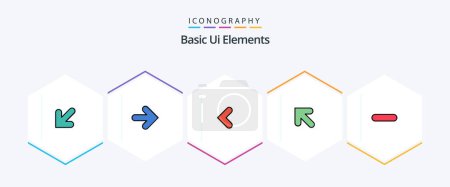 Illustration for Basic Ui Elements 25 FilledLine icon pack including minus. delete. arrow. left. arrow - Royalty Free Image