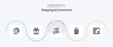 Téléchargez les illustrations : Shopping And Ecommerce Line 5 Icon Pack Including arrow. deliver. precentage. buy. luggage - en licence libre de droit