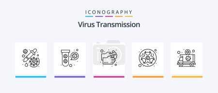 Ilustración de Virus Transmission Line 5 Icon Pack Incluyendo gérmenes. Practicar. conjuntivitis. Laboratorio. prueba. Diseño de iconos creativos - Imagen libre de derechos