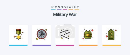 Illustration for Military War Line Filled 5 Icon Pack Including training. rank. missles. military. army. Creative Icons Design - Royalty Free Image