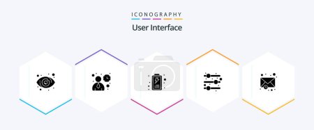 Illustration for User Interface 25 Glyph icon pack including . notification. battery. mail. user interface - Royalty Free Image