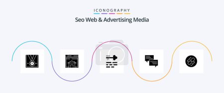 Ilustración de Seo Web And Advertising Media Glyph 5 Icon Pack Including popup. sms. layout. login. lock - Imagen libre de derechos