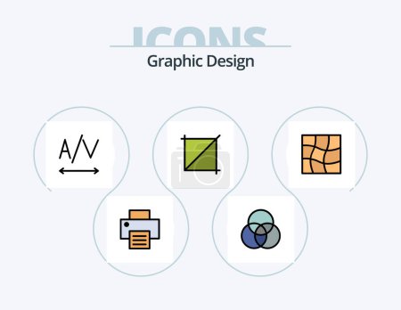 Ilustración de Design Line Filled Icon Pack 5 Icon Design. . pencil. . grid - Imagen libre de derechos