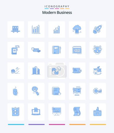 Illustration for Creative Modern Business 25 Blue icon pack  Such As clouds. business. analytics. cloudstorage. statistics - Royalty Free Image
