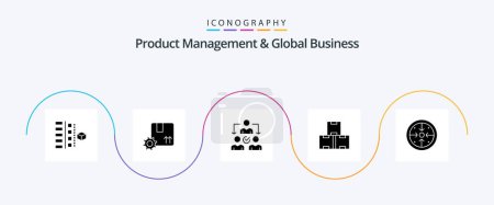 Téléchargez les illustrations : Product Managment And Global Business Glyph 5 Icon Pack Y compris le stock. stock de l'industrie. qualité supérieure. industrie. déléguer - en licence libre de droit