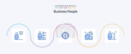 Ilustración de Business People Blue 5 Icon Pack Incluida la producción. humano. personal. estrategia. gente - Imagen libre de derechos