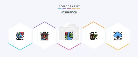 Illustration for Insurance 25 FilledLine icon pack including thunderstorm. insurance. insurance. cloud. shield - Royalty Free Image