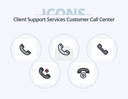 Téléchargez les illustrations : Call Line Filled Icon Pack 5 Icon Design. . call. contact. telephone. call - en licence libre de droit