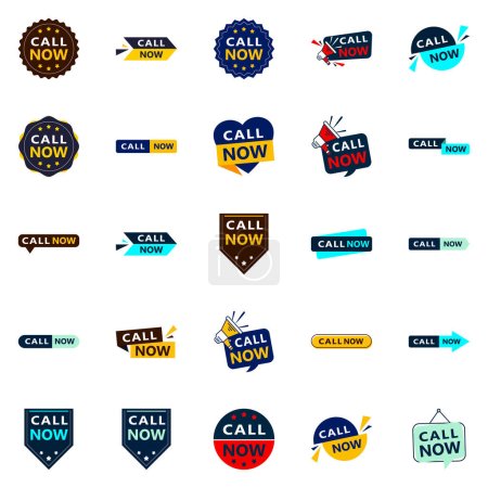 Ilustración de Call Now 25 Modern Typographic Elements for promoting calls in a current way - Imagen libre de derechos