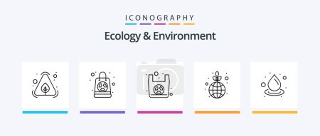 Téléchargez les illustrations : Ecology And Environment Line 5 Icon Pack Including electric. recycle. green. item. eco. Creative Icons Design - en licence libre de droit