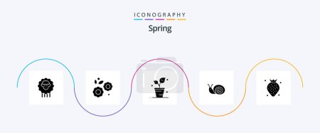 Illustration for Spring Glyph 5 Icon Pack Including food. spring. leaf. snail. bug - Royalty Free Image